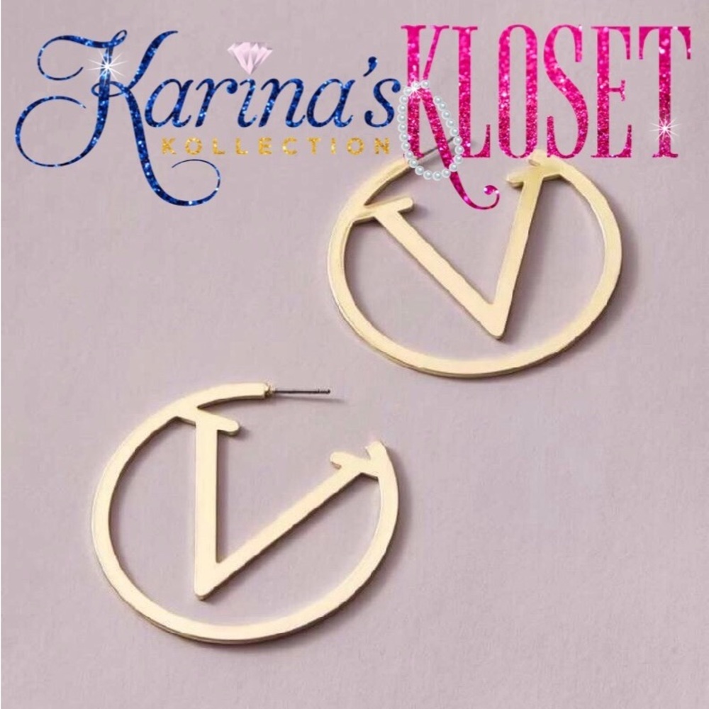 🎀Victorious V Earrings, Gold V Hoop Earrings, V Earrings, Letter V, Designer